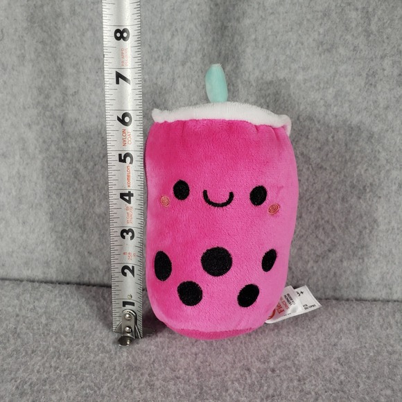 Fiesta Pink Boba Plush Kawaii Bubble Tea Stuffed Toy 6 Inch Foodcore Desk Mascot - Picture 3 of 10